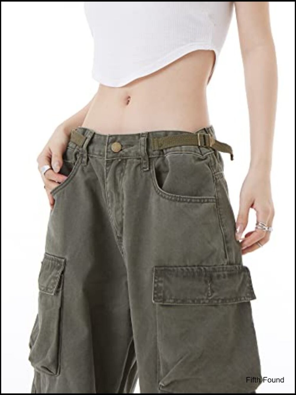 Wide Leg Cargo Pants Relaxed Fit Cotton Blend Multi-Pocket Streetwear - Picture 4 of 6